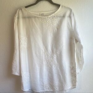 White Floral Embroidered Blouse